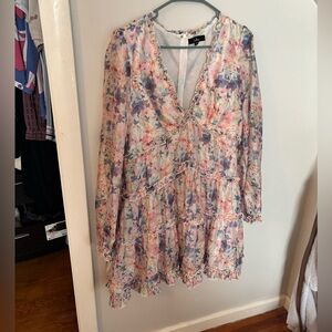 Lulu's Pastel Floral Ruffle-Trim Mini Dress